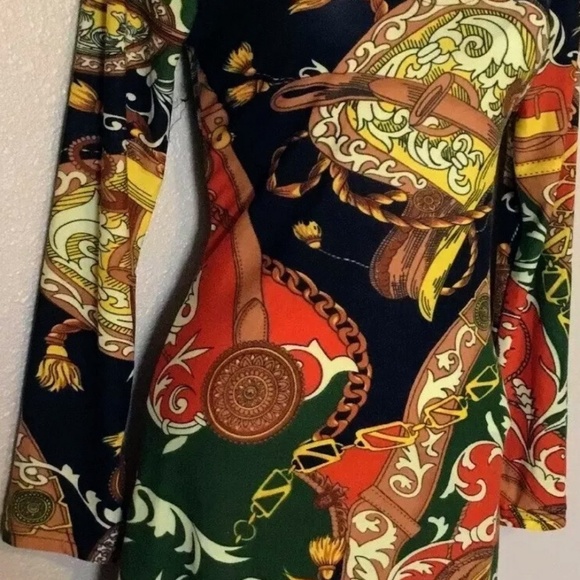 Printed Long Sleeve Mini Dress (A4581) - Picture 5 of 6